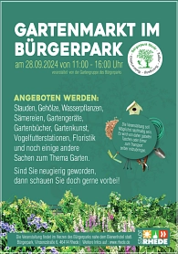 Plakat zum Gartenmarkt am 28. September 2024 © MediaConcept / Heinz Theling